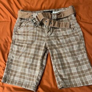Guess Tan Plaid Shorts with Belt